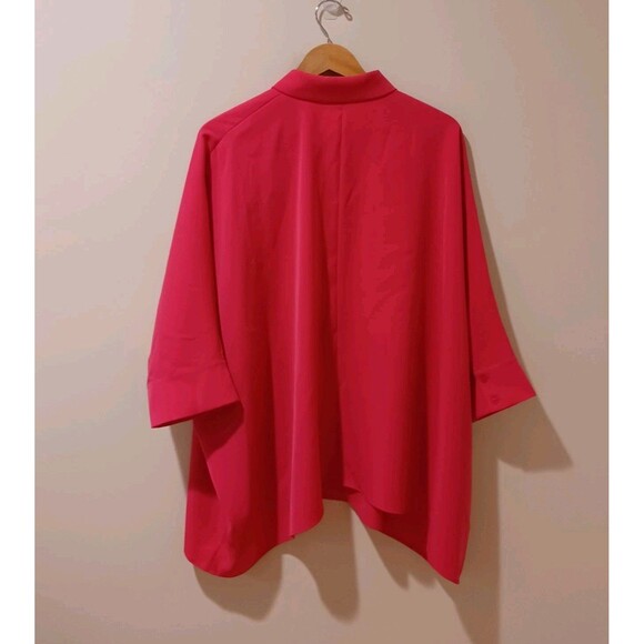 ST. JOHN Draped Dolman Sleeve Blouse Size M Pink Lagenlook Relaxed Fit Collared - Picture 4 of 9